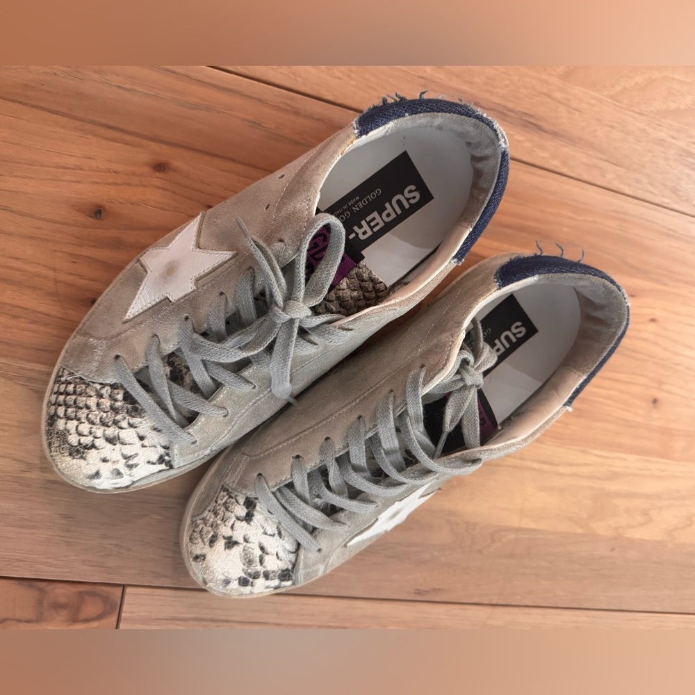 Golden Goose Tan and White Star Sneakers - Picture 9 of 10